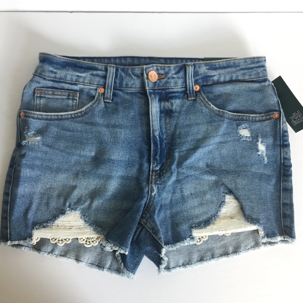 Wild fable high-rise crochet hem jean shorts